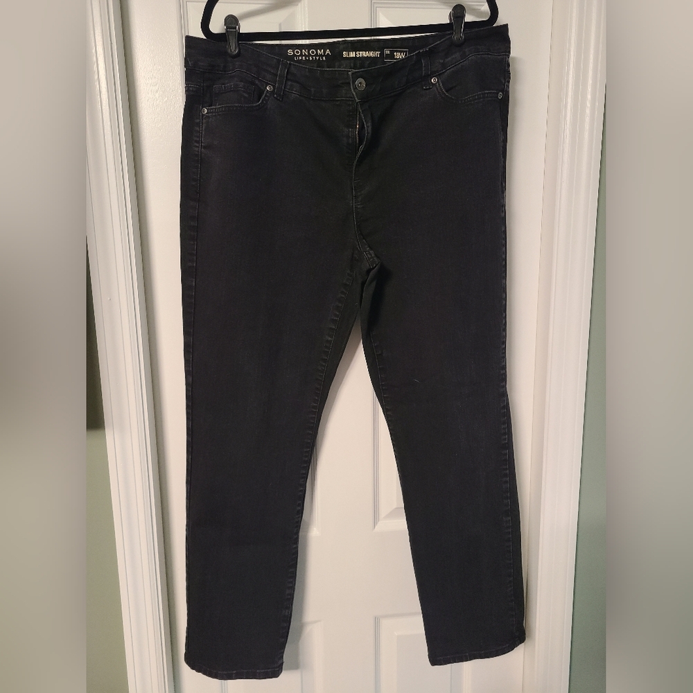 Sonoma Women's Slim Straight Leg Jeans, 18W, Faded Black